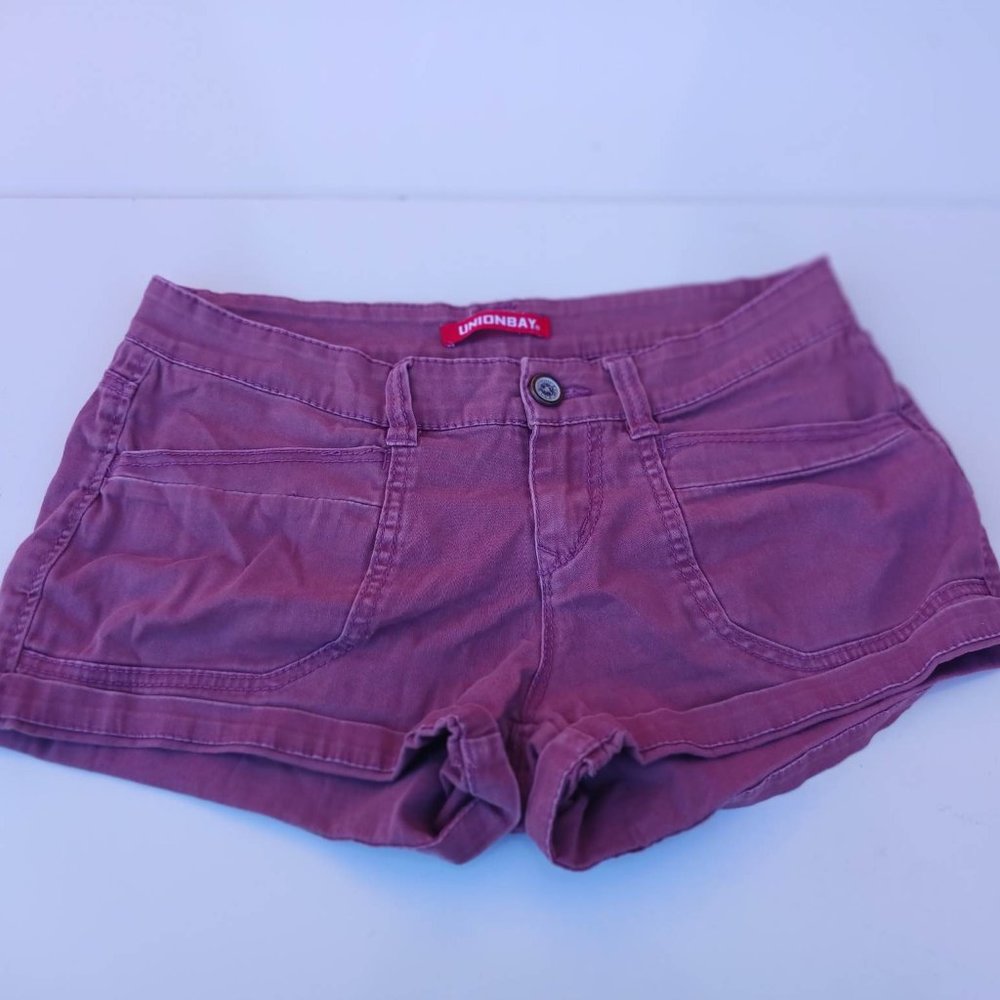 UNIONBAY Size 7 Red Women's Boot Cut Jeans Short